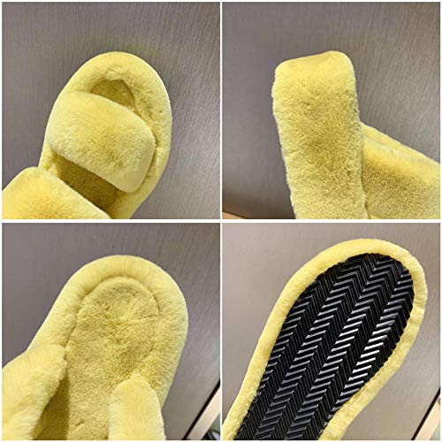 Zapatos Gruesos y cálidos para Mujer, Zapatillas Gruesas de tacón Alto para Mujer, Zapatillas mullidas-Orange_39