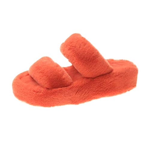 Zapatos Gruesos y cálidos para Mujer, Zapatillas Gruesas de tacón Alto para Mujer, Zapatillas mullidas-Orange_39
