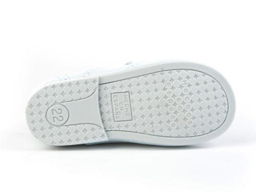 Zapatos inglesitos de Piel para Niña y Niño (Unisex) Color Celeste. Marca AngelitoS. Modelo 505. Calzado Infantil Hecho en España. Número 22