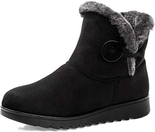 Zapatos Invierno Mujer Botas de Nieve Forradas Calientes Zapatillas Botines Planas Con Cremallera Casuales Boots para Mujer Negro -B 36 EU/235(37) CN