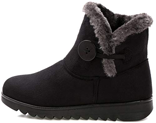 Zapatos Invierno Mujer Botas de Nieve Forradas Calientes Zapatillas Botines Planas Con Cremallera Casuales Boots para Mujer Negro -B 36 EU/235(37) CN