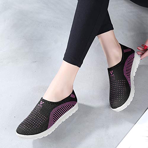 Zapatos Ligeros de Malla Transpirable para Caminar al Aire Libre para Mujeres Zapatillas Trail Running Mujer Cómodos Calzado Plana Casual Mocasines Trekking Senderismo Yvelands(gris,37)