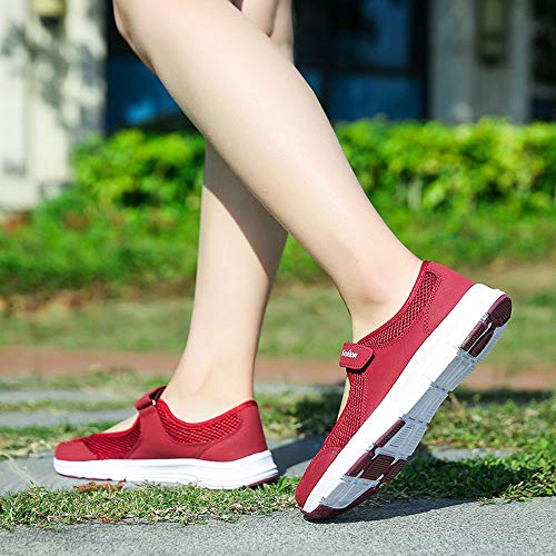 Zapatos Malla de Mujer de Velcro Deportivo de Calzado Casual Ligero Aire Libre y Deporte Transpirables Casual Zapatos Gimnasio Correr Sneakers Zapatillas de Deportivo Ligero y Comodo riou