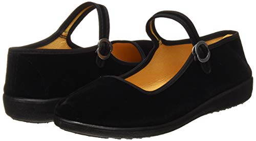 Zapatos Mary Jane de Terciopelo de Las Mujeres Algodón Negro Antigua Pekín Pisos de Tela Ejercicio de Yoga Zapatos de Baile (38 EU)，suba uno o Dos tamaños al Realizar el Pedido