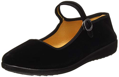 Zapatos Mary Jane de terciopelo de las mujeres Algodón negro Antigua Pekín Pisos de tela Ejercicio de Yoga Zapatos de baile (41 EU)
