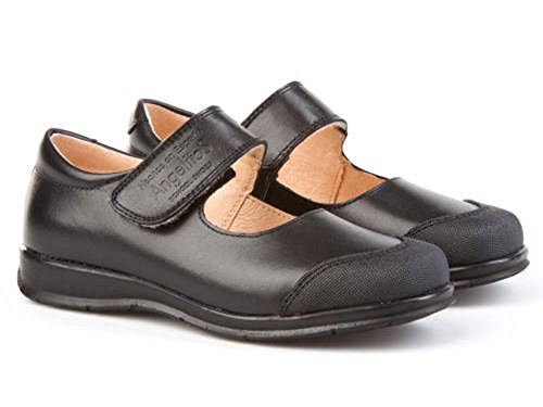 Zapatos Merceditas Colegiales con Puntera Reforzada Todo Piel, Mod.463. Calzado Infantil (Talla 32 - Negro) - AngelitoS