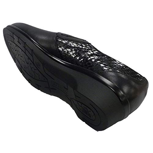 Zapatos Mujer Descanso Piel y Charol Serpiente Pitillos en Negro Talla 37