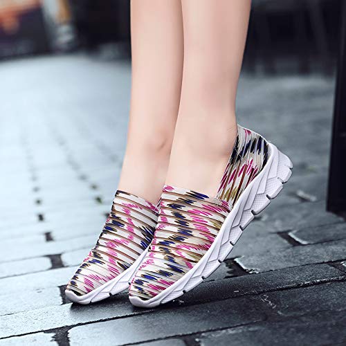 Zapatos para Corror Mujer Zapatillas de Deportiva Slip on Huecos Sneakers para Caminar Walking Calzado Malla Transpirables Loafer Ligeros Mocasines Verano Rojo-1 41 EU
