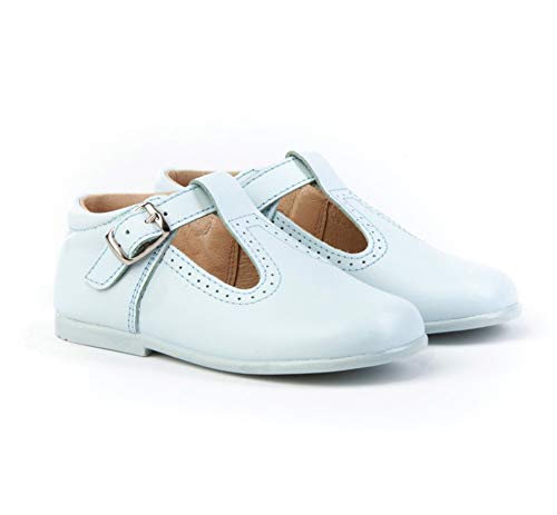 Zapatos pepitos para bebé con Cierre de Hebilla. Patucos Unisex Primeros Pasos Fabricados en Piel - Mi Pequeña Modelo 503I Color Azul Celeste.