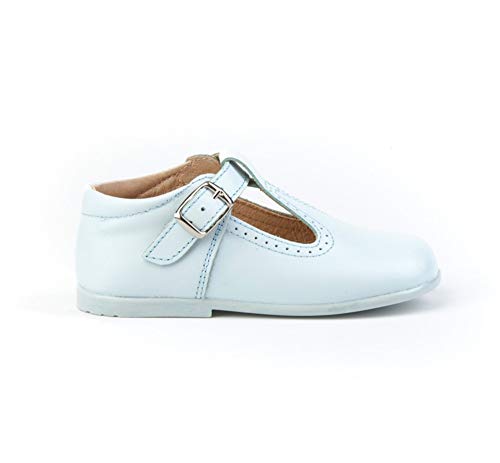 Zapatos pepitos para bebé con Cierre de Hebilla. Patucos Unisex Primeros Pasos Fabricados en Piel - Mi Pequeña Modelo 503I Color Azul Celeste.
