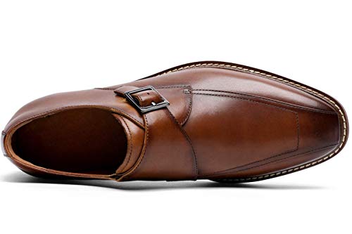Zapatos Piel Hombre sin Cordones Monk Hebilla Mocasines Derby Elegantes Oxford Informal Negocio Zapatos de Vestir Marrón 46 EU