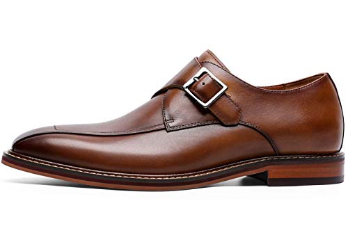 Zapatos Piel Hombre sin Cordones Monk Hebilla Mocasines Derby Elegantes Oxford Informal Negocio Zapatos de Vestir Marrón 46 EU