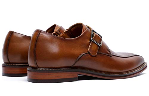 Zapatos Piel Hombre sin Cordones Monk Hebilla Mocasines Derby Elegantes Oxford Informal Negocio Zapatos de Vestir Marrón 46 EU