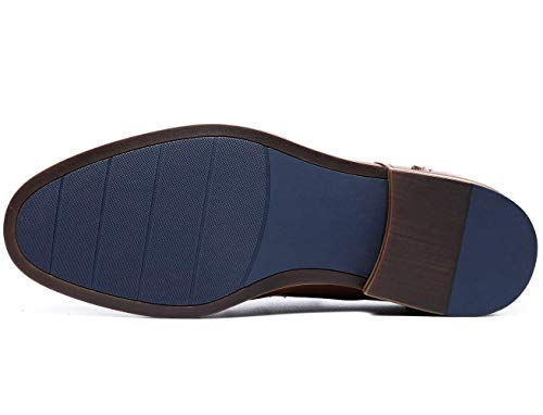 Zapatos Piel para Hombre sin Cordones Clásicos Doble Hebilla Monk Mocasines Negocios Zapatos de Vestir de Boda Marrón 39 EU