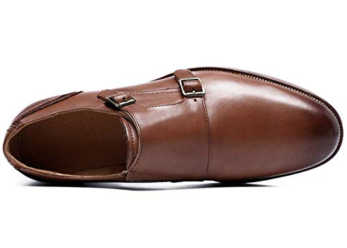 Zapatos Piel para Hombre sin Cordones Clásicos Doble Hebilla Monk Mocasines Negocios Zapatos de Vestir de Boda Marrón 39 EU