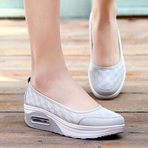 Zapatos Planos De Mujer con Plataforma Y Cuña Zapatillas De Deporte Transpirables De Malla para Damas Mocasines Casuales De Fondo Suave Y Suave