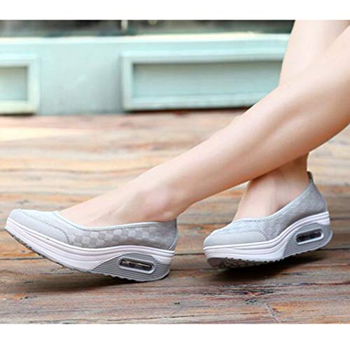 Zapatos Planos De Mujer con Plataforma Y Cuña Zapatillas De Deporte Transpirables De Malla para Damas Mocasines Casuales De Fondo Suave Y Suave