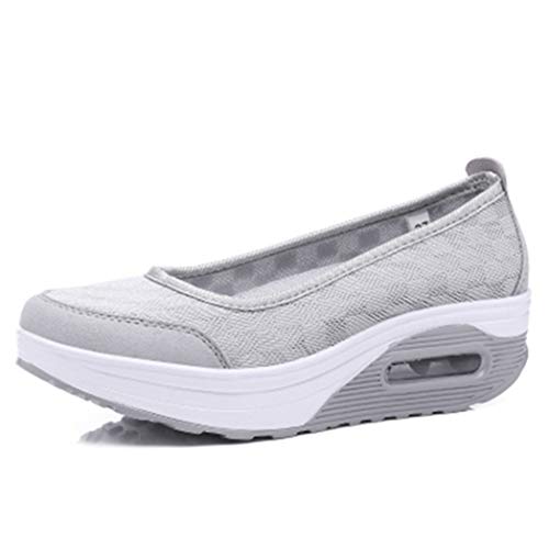 Zapatos Planos De Mujer con Plataforma Y Cuña Zapatillas De Deporte Transpirables De Malla para Damas Mocasines Casuales De Fondo Suave Y Suave
