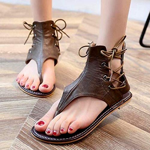 Zapatos Planos De Mujer Tacón Bajo De Verano Corbata Cruzada Calzado De Punta Abierta Casual Oficina De Vacaciones Señoras Sandalias con Cremallera