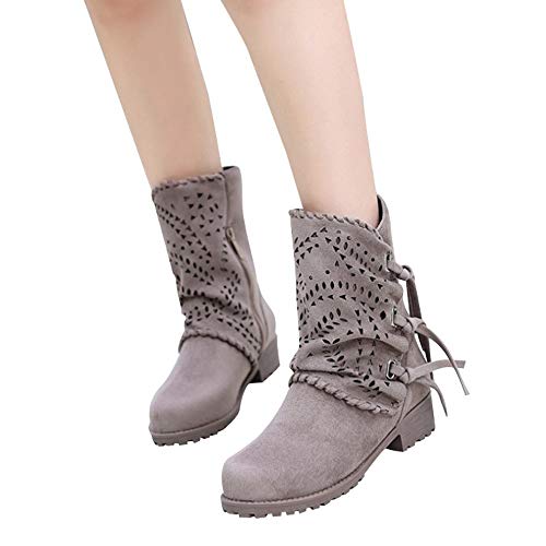 Zapatos Ronda La Plataforma Talon Plano Antideslizante en Calzado Casual Zapatos Mujer Otoño Invierno 2018 Botas de Plataforma Botines Mujer Botas de Gamuza Estudiante Botas con Flecos