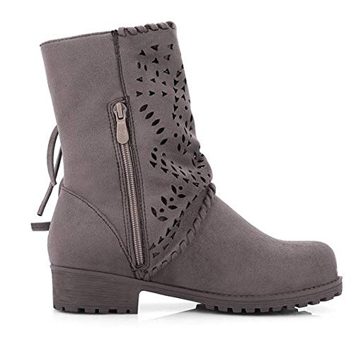 Zapatos Ronda La Plataforma Talon Plano Antideslizante en Calzado Casual Zapatos Mujer Otoño Invierno 2018 Botas de Plataforma Botines Mujer Botas de Gamuza Estudiante Botas con Flecos