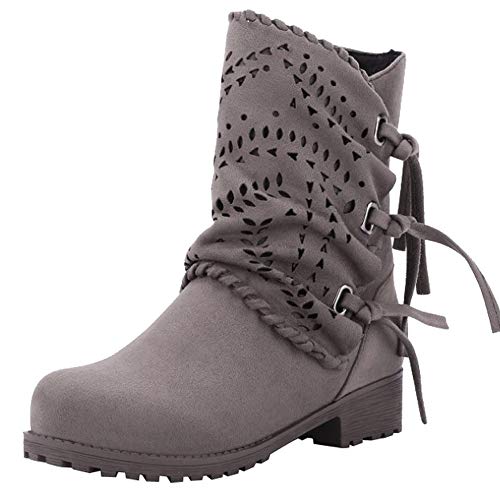 Zapatos Ronda La Plataforma Talon Plano Antideslizante en Calzado Casual Zapatos Mujer Otoño Invierno 2018 Botas de Plataforma Botines Mujer Botas de Gamuza Estudiante Botas con Flecos