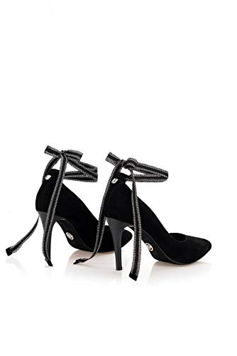 Zapatos Tacã³n Salsa Lazo Tobillo Negro 38