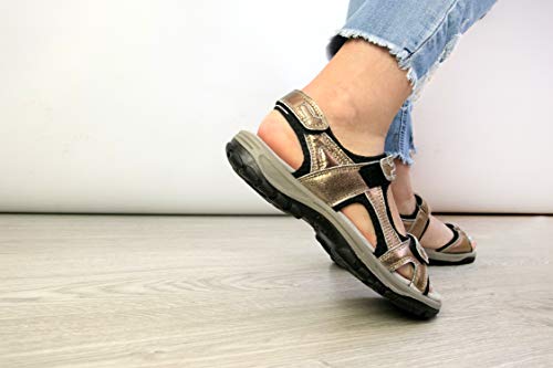 Zerimar Sandalias Trekking | Sandalias Mujer | Sandalias Mujer Cuero | Sandalias Mujer Trekking | Sandalias Senderismo Piel Mujer | Sandalias Deportivas | Color Oro Talla 36