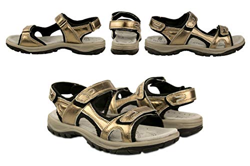 Zerimar Sandalias Trekking | Sandalias Mujer | Sandalias Mujer Cuero | Sandalias Mujer Trekking | Sandalias Senderismo Piel Mujer | Sandalias Deportivas | Color Oro Talla 36