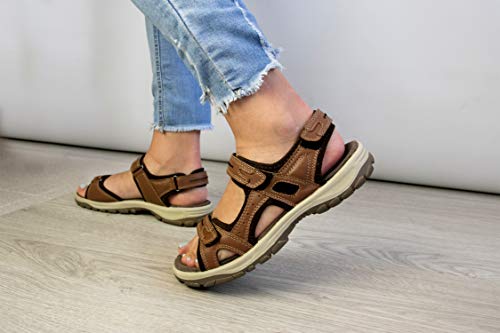 Zerimar Sandalias Trekking | Sandalias Mujer | Sandalias Mujer Cuero | Sandalias Mujer Trekking | Sandalias Senderismo Piel Mujer | Sandalias Deportivas Mujer | Color Rojo Talla 37