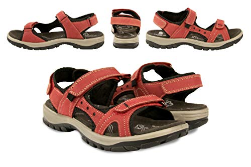Zerimar Sandalias Trekking | Sandalias Mujer | Sandalias Mujer Cuero | Sandalias Mujer Trekking | Sandalias Senderismo Piel Mujer | Sandalias Deportivas Mujer | Color Rojo Talla 37