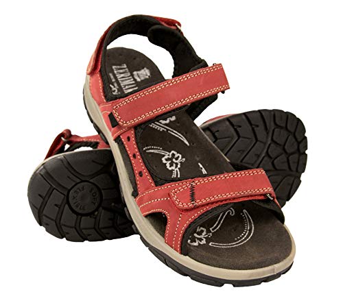 Zerimar Sandalias Trekking | Sandalias Mujer | Sandalias Mujer Cuero | Sandalias Mujer Trekking | Sandalias Senderismo Piel Mujer | Sandalias Deportivas Mujer | Color Rojo Talla 37
