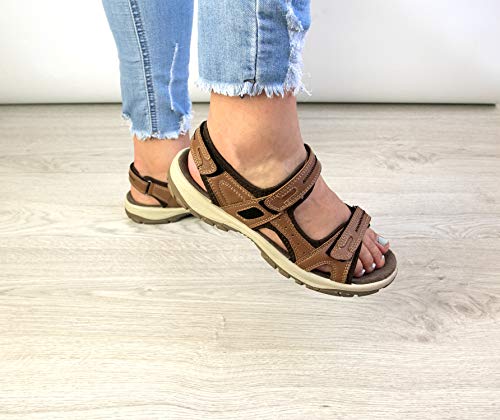 Zerimar Sandalias Trekking | Sandalias Mujer | Sandalias Mujer Cuero | Sandalias Mujer Trekking | Sandalias Senderismo Piel Mujer | Sandalias Deportivas Mujer | Color Beige Talla 37