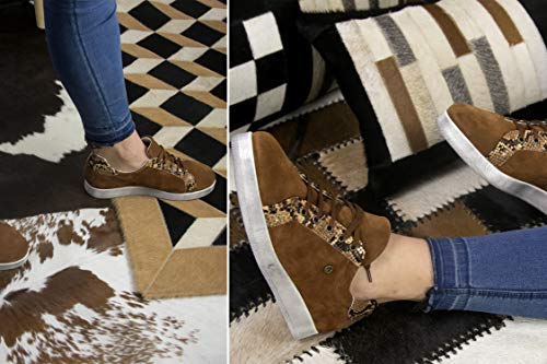 Zerimar Zapatillas Mujer Piel | Zapatos Planos Mujer Cuero | Zapatillas Deportivas Mujer Piel | Zapatos Casuales Mujer Cuero | Deportivas Mujer Piel | Color Camel Talla 36