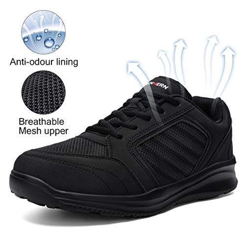 Ziboyue Zapatos de Seguridad Hombre Mujer Impermeable Calzado de Trabajo con Punta de Acero Ligeros Transpirable Zapatillas de Seguridad (Negro clásico,38 EU)