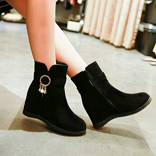 ZODOF Botas De Mujer Tejidas A La Moda Las Mujeres De Las SeñOras Zapatos De OtoñO Tobillo SóLido Romano Navidad Botas Cortas Zapatos Individuales