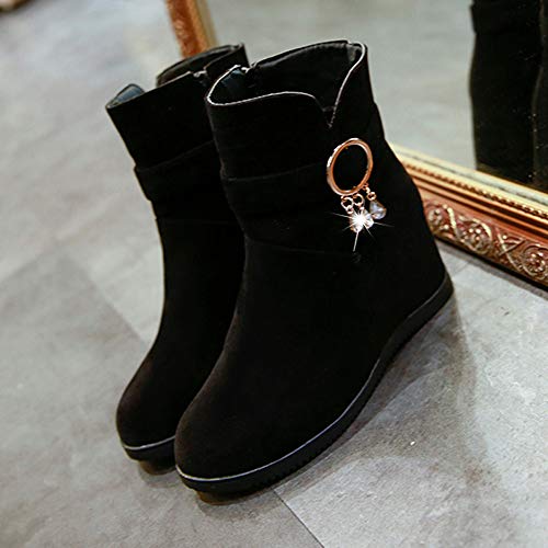 ZODOF Botas De Mujer Tejidas A La Moda Las Mujeres De Las SeñOras Zapatos De OtoñO Tobillo SóLido Romano Navidad Botas Cortas Zapatos Individuales