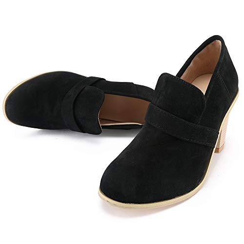 ZODOF Botas de Mujer Zapatos de tacón Alto de Ante con Punta Redonda para Mujer Botas de Color Puro Zapatos sin Cordones