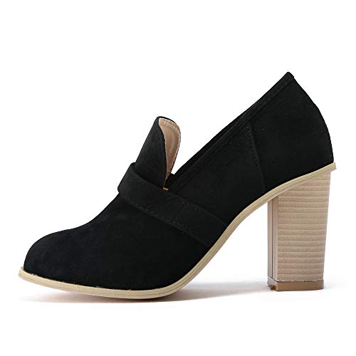 ZODOF Botas de Mujer Zapatos de tacón Alto de Ante con Punta Redonda para Mujer Botas de Color Puro Zapatos sin Cordones
