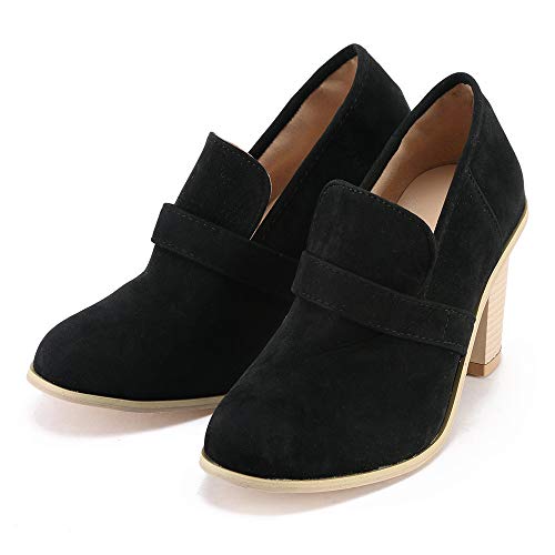 ZODOF Botas de Mujer Zapatos de tacón Alto de Ante con Punta Redonda para Mujer Botas de Color Puro Zapatos sin Cordones
