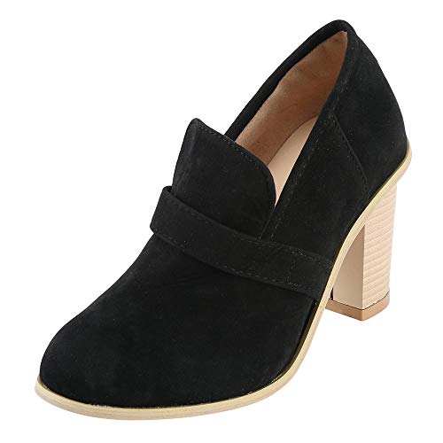 ZODOF Botas de Mujer Zapatos de tacón Alto de Ante con Punta Redonda para Mujer Botas de Color Puro Zapatos sin Cordones