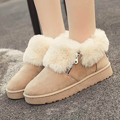 ZODOF Botas de Nieve para Mujer Botas de Nieve de Tobillo de Invierno de Felpa para Mujer Zapatos de Invierno Mantenga cálidas Botas con Cremallera metálica