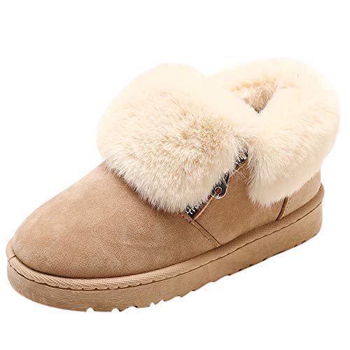 ZODOF Botas de Nieve para Mujer Botas de Nieve de Tobillo de Invierno de Felpa para Mujer Zapatos de Invierno Mantenga cálidas Botas con Cremallera metálica