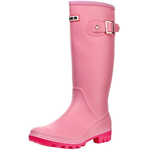 zpllsbratos Botas de Agua Lluvia Altas Mujer Rodilla Alta Botas Goma Wellington Impermeables Antideslizante(Rosado,39?