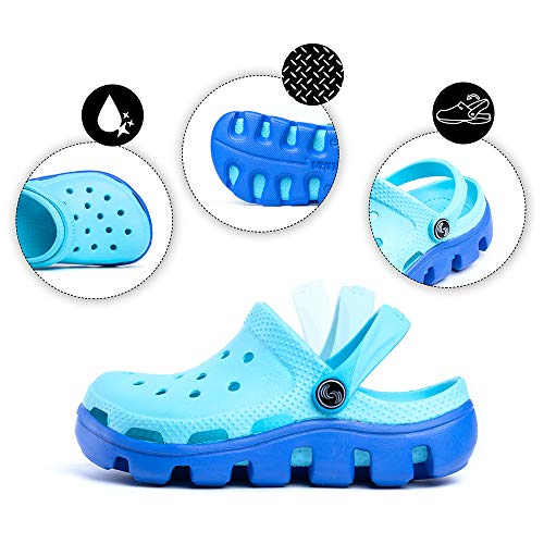 Zueco Niño Muchachas Zuecos de Jardin Niñito Zapatillas de Playa Verano Antideslizante Ligeros Unisex Sandalias Secado Rápido Caricatura B-Azul Claro EU30