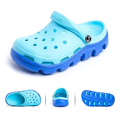 Zueco Niño Muchachas Zuecos de Jardin Niñito Zapatillas de Playa Verano Antideslizante Ligeros Unisex Sandalias Secado Rápido Caricatura B-Azul Claro EU30