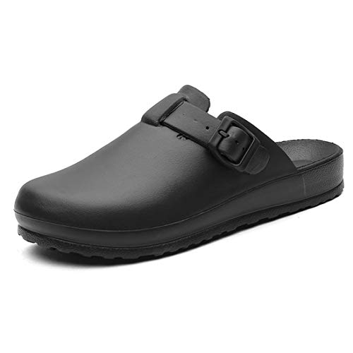 Zueco Sanitarios Flotantes Zuecos de Trabajo para Unisex Ultra Ligero Blando Cómodo Negro 39