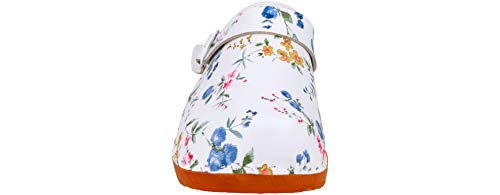 Zuecos de Cuero Natural con Suela de Madera (36 EU, Las Flores 875)