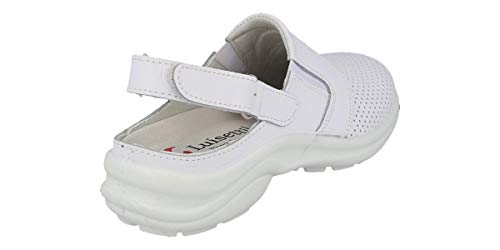 Zuecos de Trabajo Extra cómodos, Hombre y Mujer LUISETTI Zapato Zueco Línea Blanca 0036Menorca CR Talla 39 Color Blanco