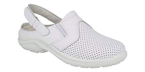 Zuecos de Trabajo Extra cómodos, Hombre y Mujer LUISETTI Zapato Zueco Línea Blanca 0036Menorca CR Talla 39 Color Blanco